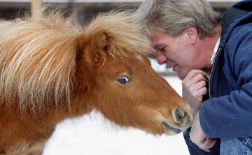 12/15/2002 -- Ellsworth, Maine -- Dan Shaw talks to his Guide Horse Cuddles.